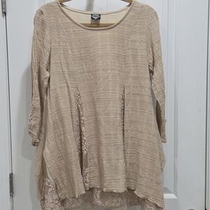 Cal Style Women Tunic Top Size M Lace Lined Boho Hippie Floral